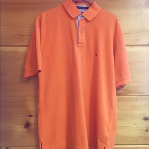 [Tommy Hilfiger] short sleeve polo shirt orange L
